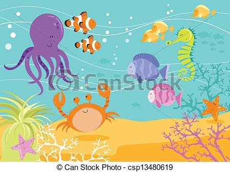 Scene   Underwater Scene With    Csp13480619   Search Clipart    