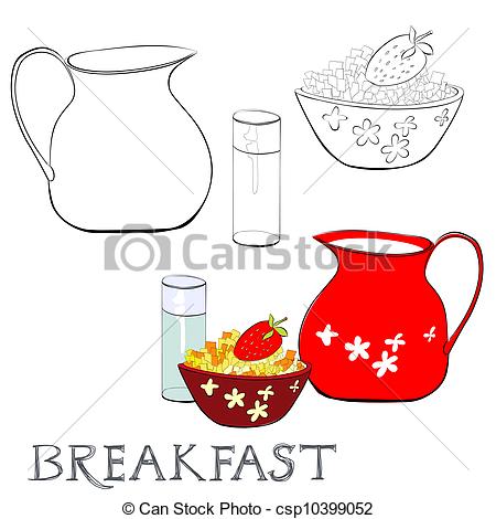 Vector   Breakfast With Corn Flakes   Stock Illustration Royalty Free