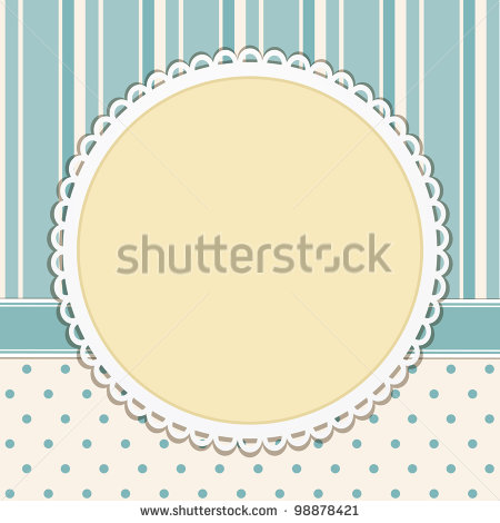 Vintage Background With Decorative Border On A Striped And Polka Dot