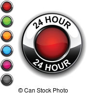24 Hour Button   24 Hour Realistic Button Vector