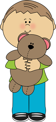 Bear Clip Art Image   Boy With Brown Hair Hugging A Cute Stuffed Bear