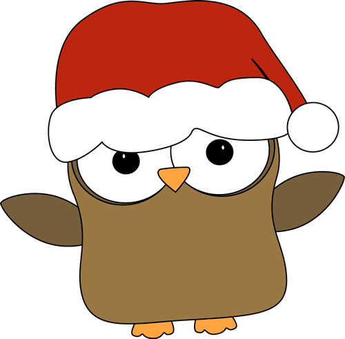 Christmas Owl Clip Art   Brown Owl Wearing A Red Santa Hat
