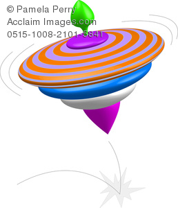 Clip Art Image Of A Spinning 3d Toy Top