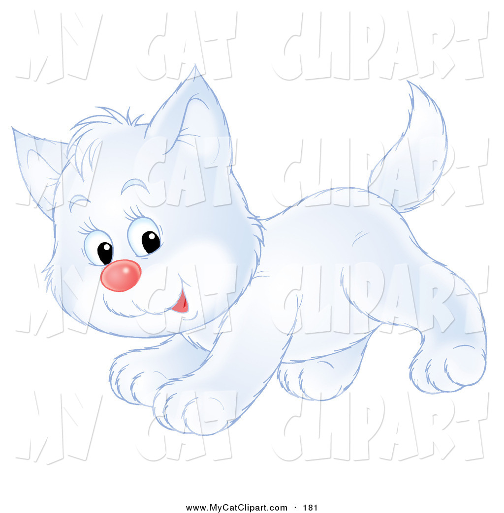 Clip Art Of A Cute Playful White Kitten Running Past By Alex Bannykh