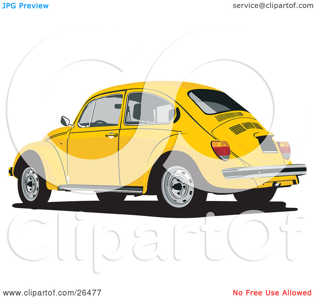 Clipart Illustration Of A Yellow Volkswagen Bug Car By David Rey