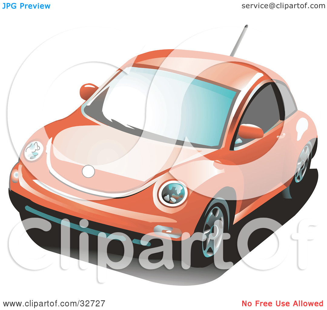 Clipart Illustration Of An Orange Volkswagen Bug Car By David Rey