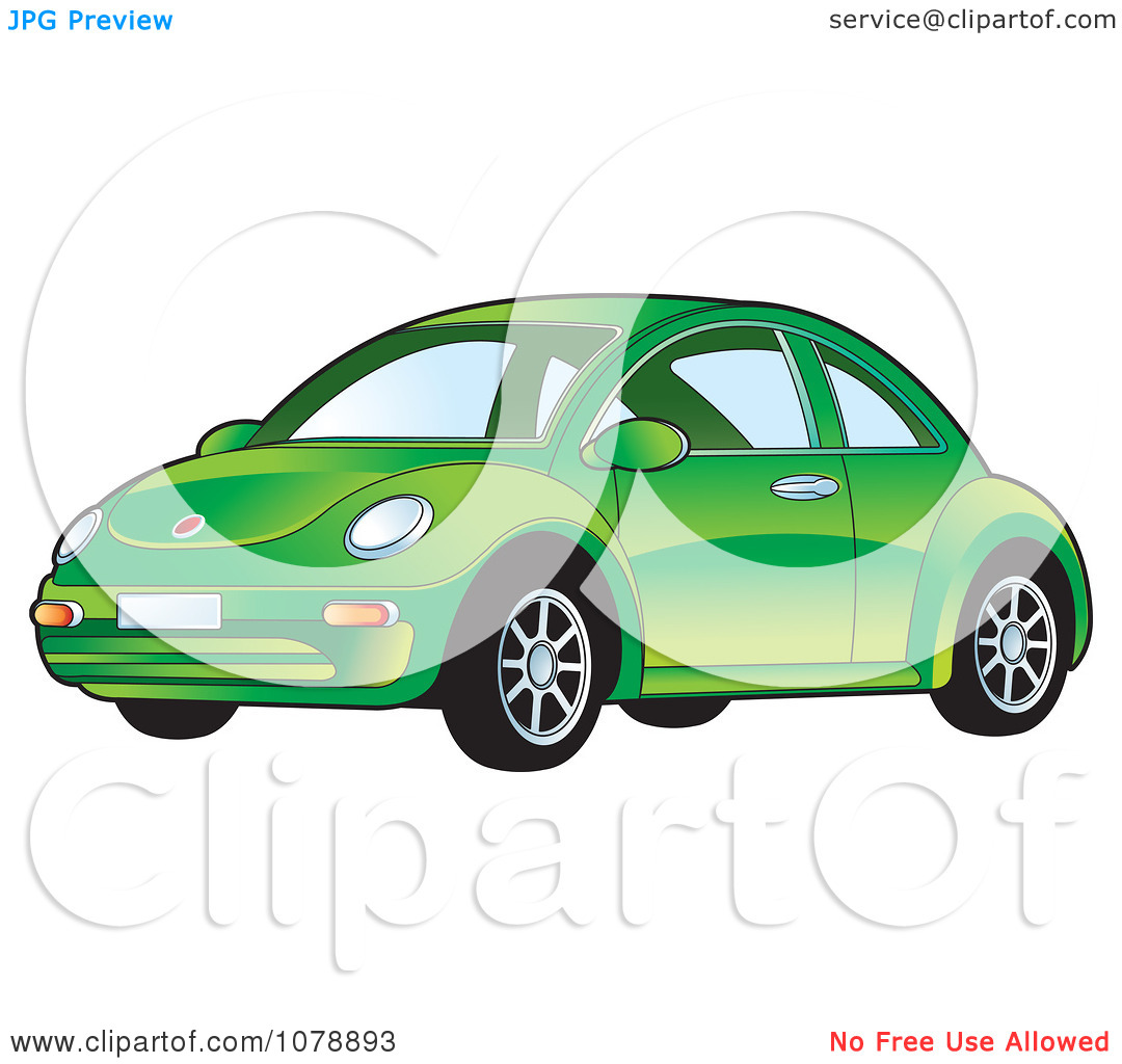 Clipart Shiny Green Vw Bug Car   Royalty Free Vector Illustration By