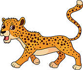 Cute Cheetah Cartoon   Clipart Graphic