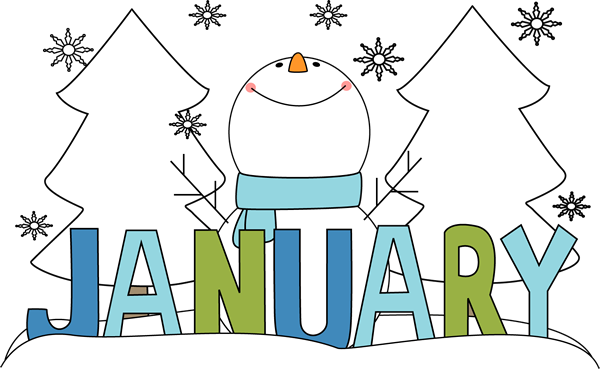 Month Of January Snowman Clip Art Image   The Word January In Blue And