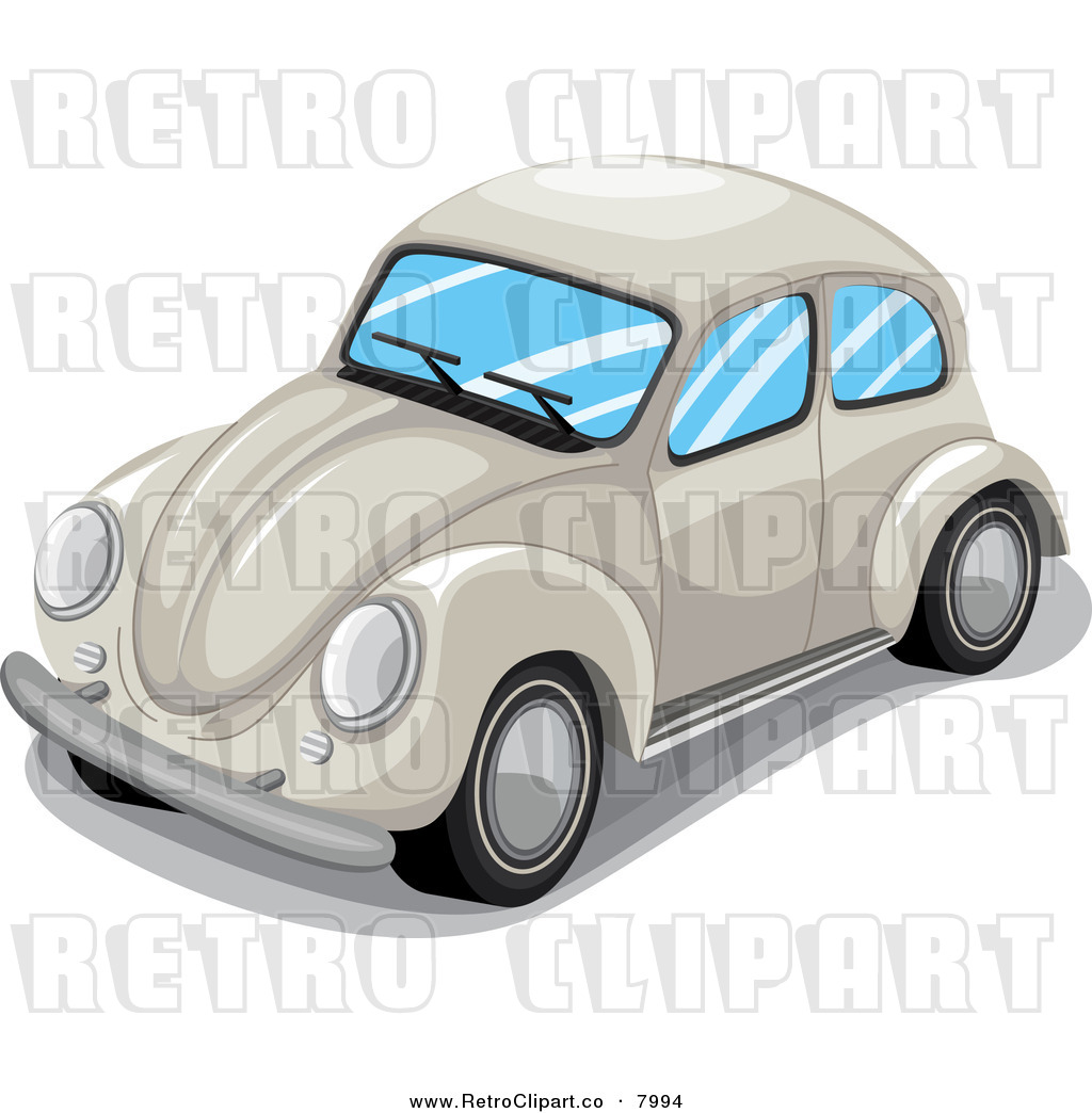 Vector Clipart Of A Retro Beige Vw Slug Bug Car