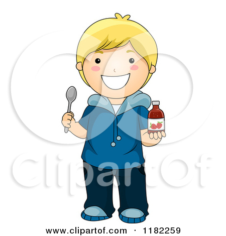 Vitamin Clipart 1182259 Cartoon Of A Happy Blond Boy Holding