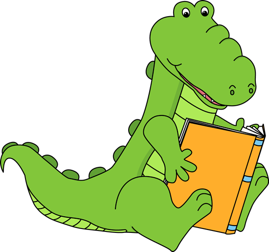 Book Clip Art Image   Alligator Sitting Down And Reading A Big Book