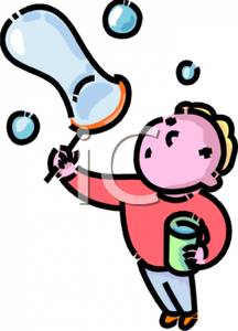 Bubbles With A Giant Bubble Wand   Royalty Free Clipart Picture