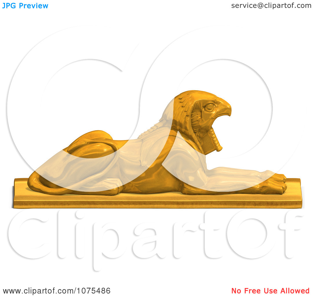 Clipart 3d Gold Falcon Statue 3   Royalty Free Cgi Illustration By