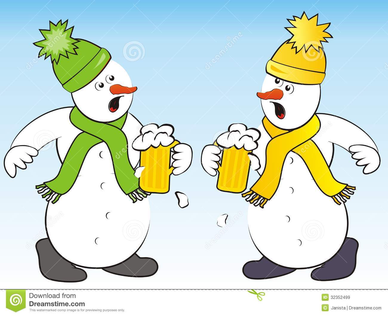 Drinking Snowman Clipart