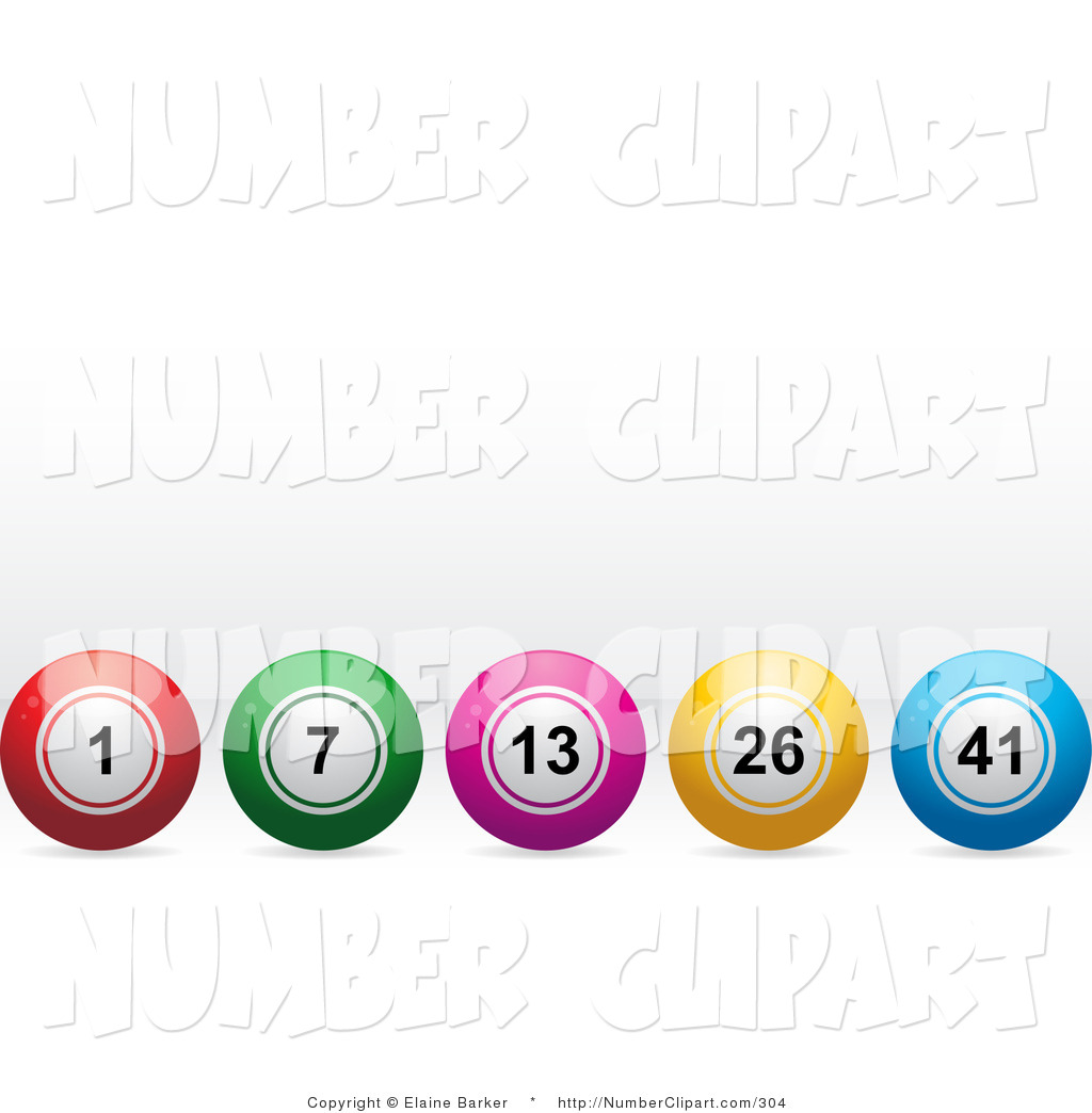 Five Red Green Pink Yellow And Blue Bingo Or Lottery Balls In A Row