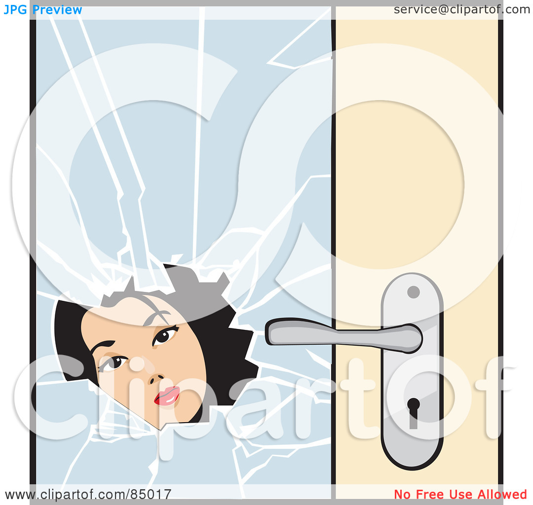 Free  Rf  Clipart Illustration Of A Womans Face Looking Through Broken