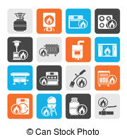Household Gas Appliances Icons   Silhouette Household Gas