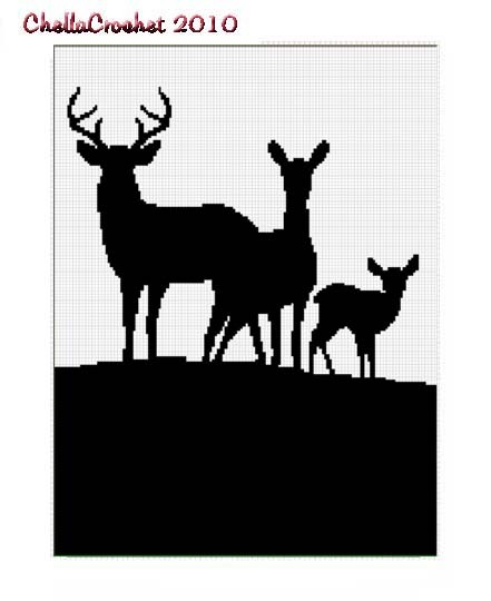 Instant Download Chella Crochet Deer Family Silhouette Buck Doe Fawn