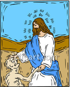 Jesus Healing A Sick Man   Royalty Free Clipart Picture