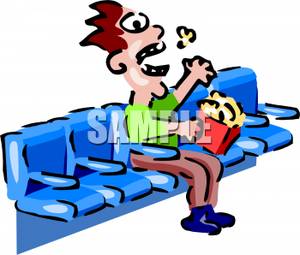 Man Eating Popcorn In A Movie Theater   Royalty Free Clipart Picture