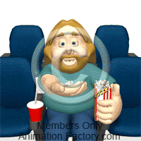 Man Eating Popcorn In Movie Theater Animated Clipart