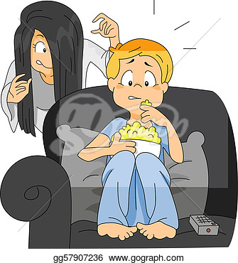 Of A Boy Watching A Horror Movie  Stock Illustration Gg57907236