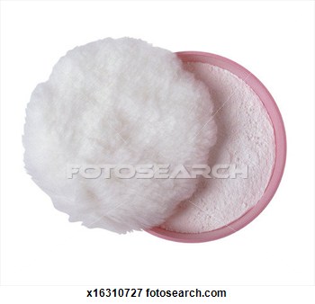 Picture   Powder Puff And Powder In Container  Fotosearch   Search