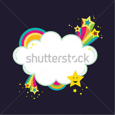 Star Burst Rainbow Cloud Banner  Vector Illustration Of Star Bursts