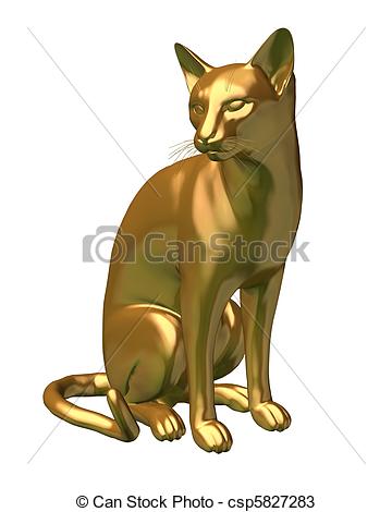 Stock Illustration   Golden Siamese Cat Statue Sitting   Stock