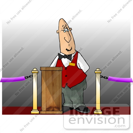 Ticket Taker Usher Man At A Kiosk In A Movie Theater Clipart By Djart