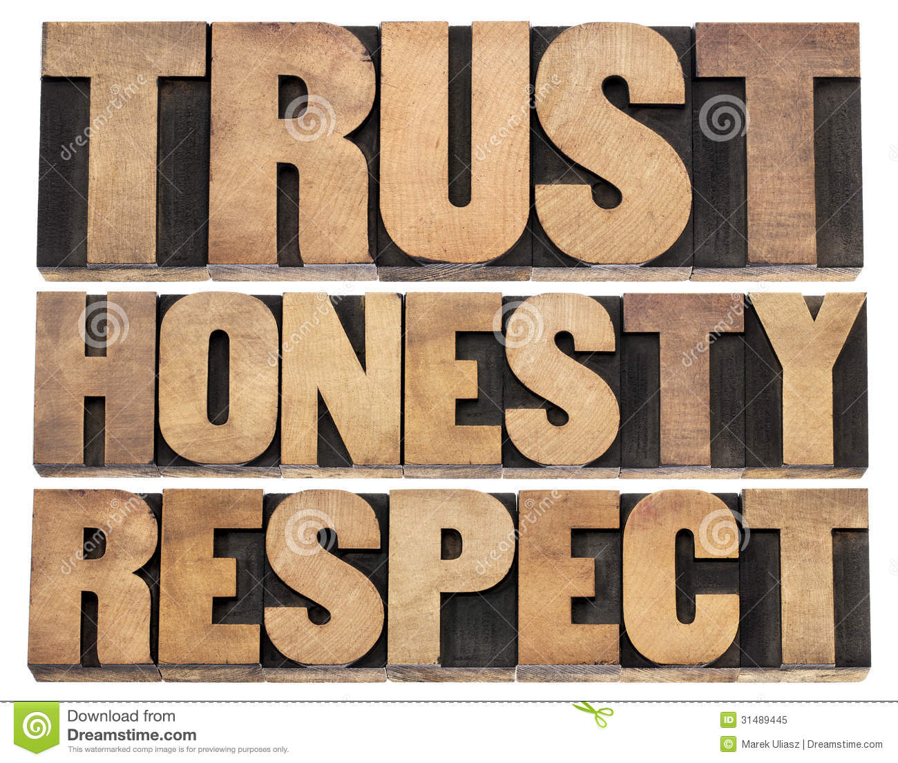 Trust Honesty Respect Words   Collage Of Isolated Text In Vintage
