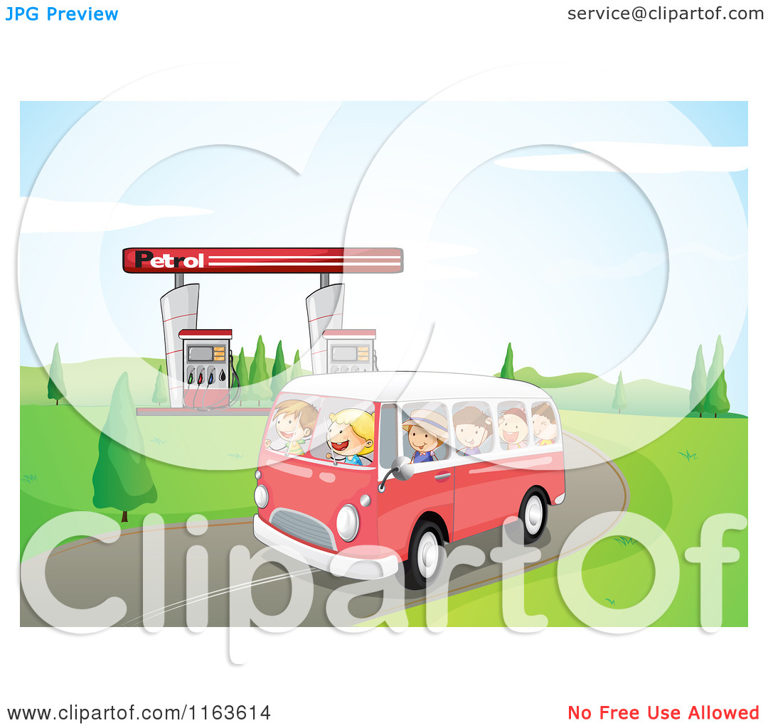 Van Leaving A Gas Station   Royalty Free Vector Clipart By Colematt
