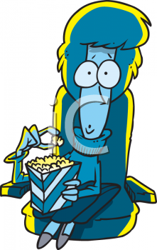     Watching A Scary Movie In The Dark   Royalty Free Clipart Picture