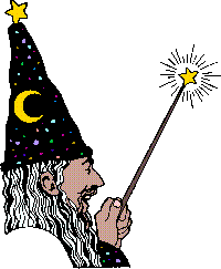 Wizard In Black Celestial Hat Holding Wand