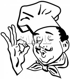 And White Chef Giving The Perfect Sign   Royalty Free Clipart Picture