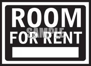Black And White Room For Rent Sign   Royalty Free Clipart Picture