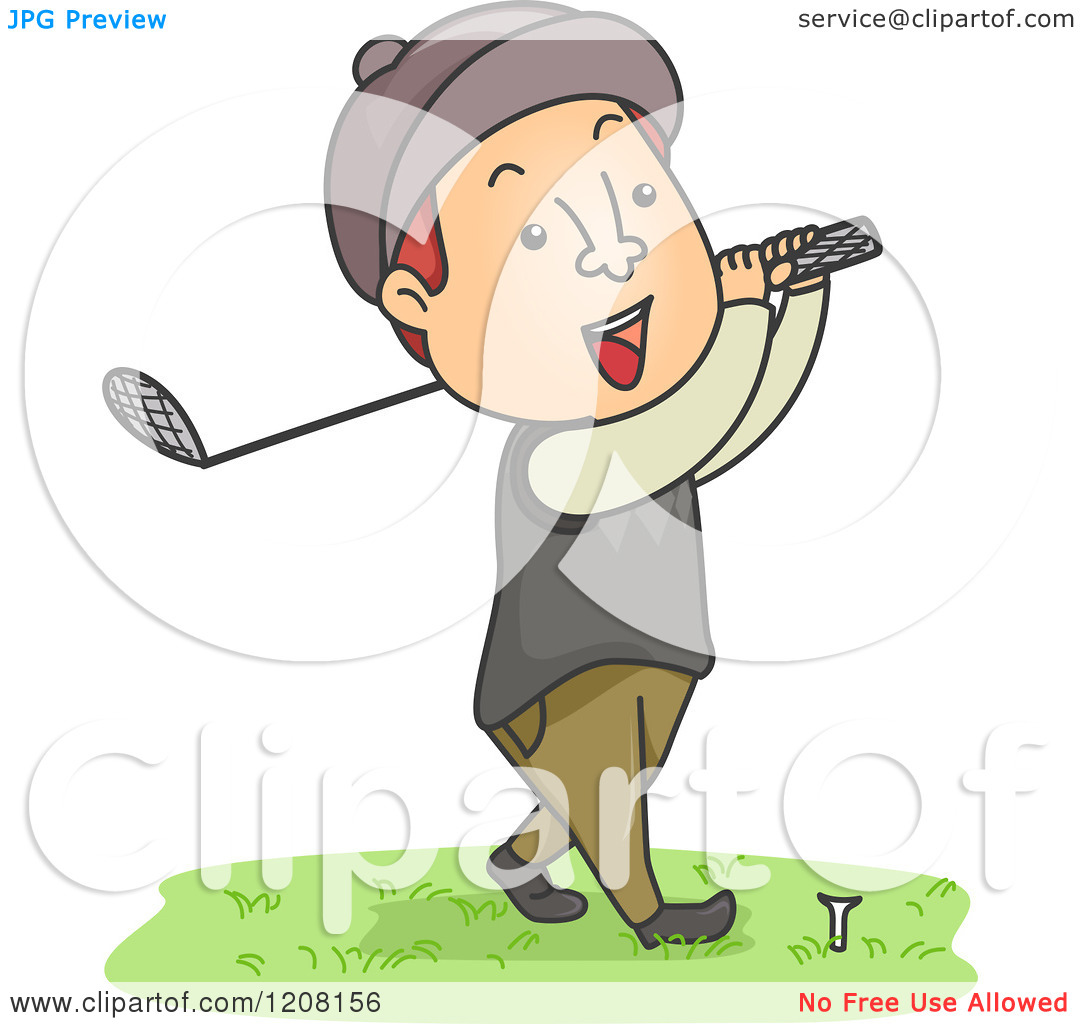 Cartoon Of A Happy Man Golfing   Royalty Free Vector Clipart By Bnp    