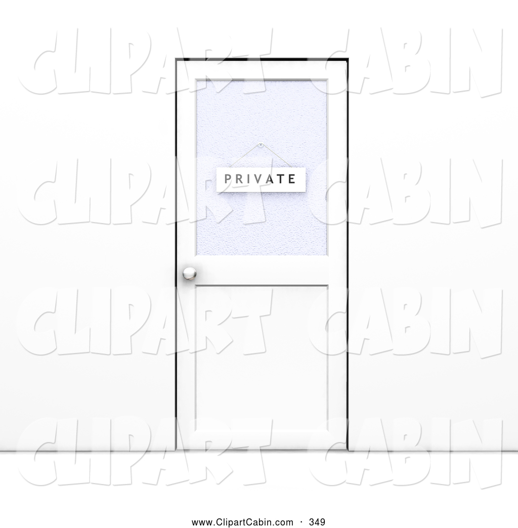 Clip Art Of A Closed Office Building Door With A Private Sign Hanging    
