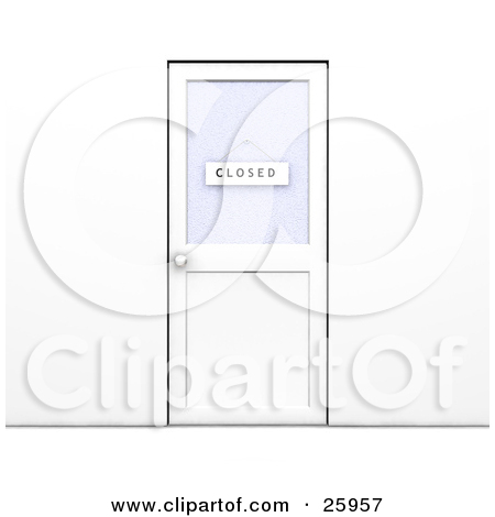 Clipart Illustration Of A Closed Office Door With A Closed Sign