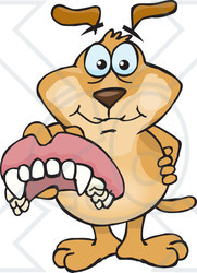 Clipart Illustration Of A Dentist Dog Holding Out A Pair Of False
