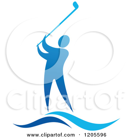 Clipart Of A Blue Man Golfing   Royalty Free Vector Illustration By
