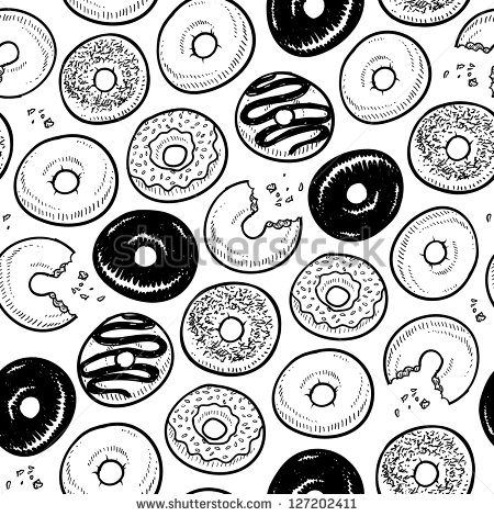 Doodle Style Frosted Donuts Seamless Vector Background Ready To Be    