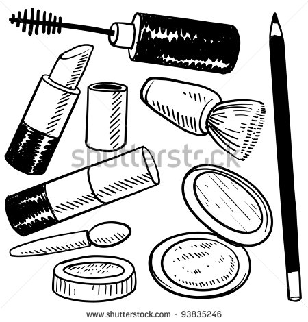 Doodle Style Makeup Items Sketch In Vector Format  Set Include    