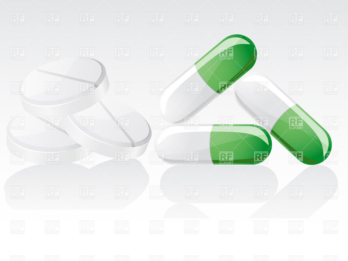 Green Pills And White Tablets Download Royalty Free Vector Clipart    