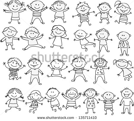 Happy Kid Cartoon Doodle Collection Stock Vector Illustration