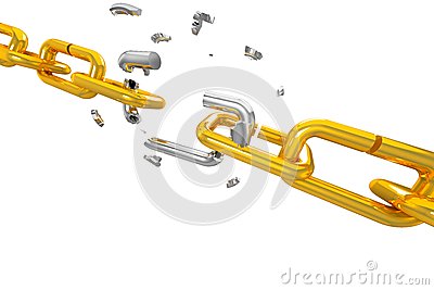 Illustration Of Broken Silver Shackle In Gold Chain