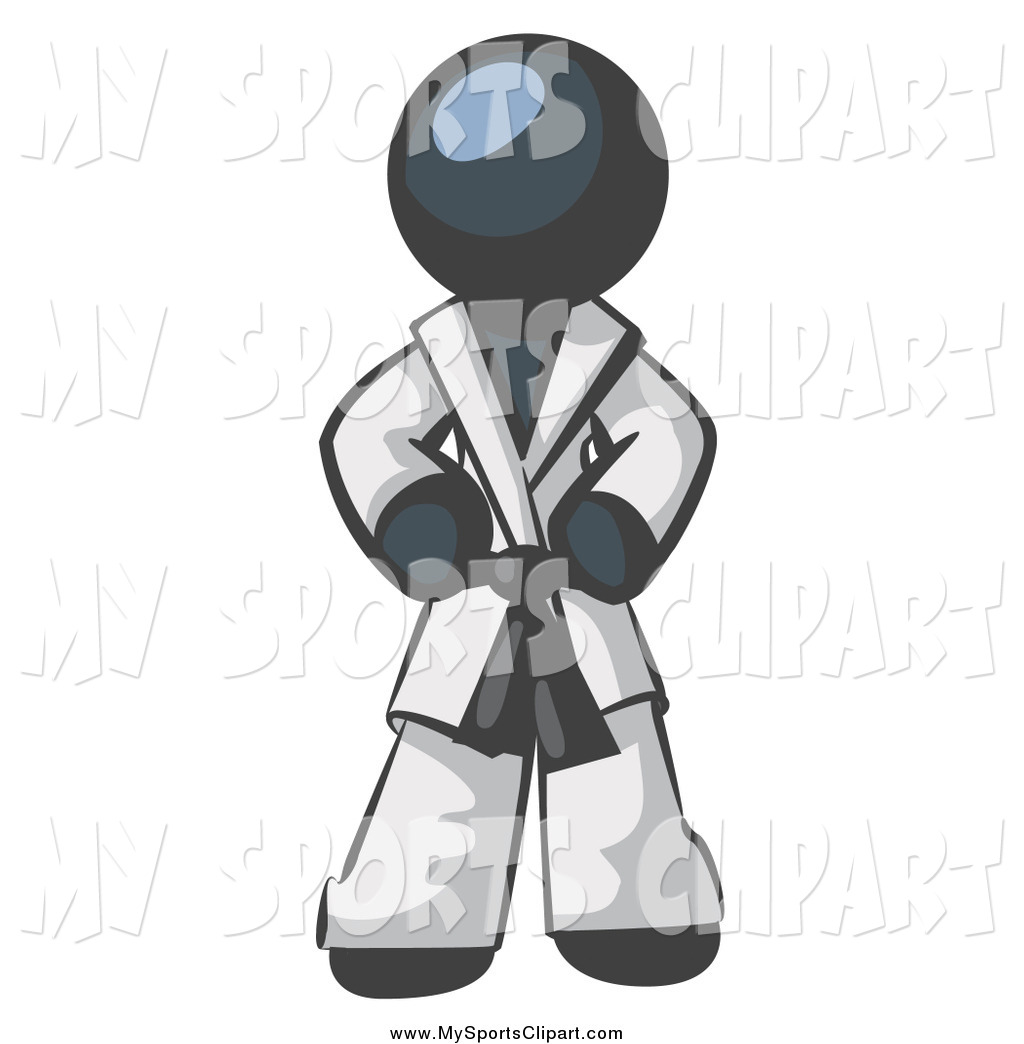 Larger Preview  Sports Clip Art Of A Navy Blue Man In A White Karategi    