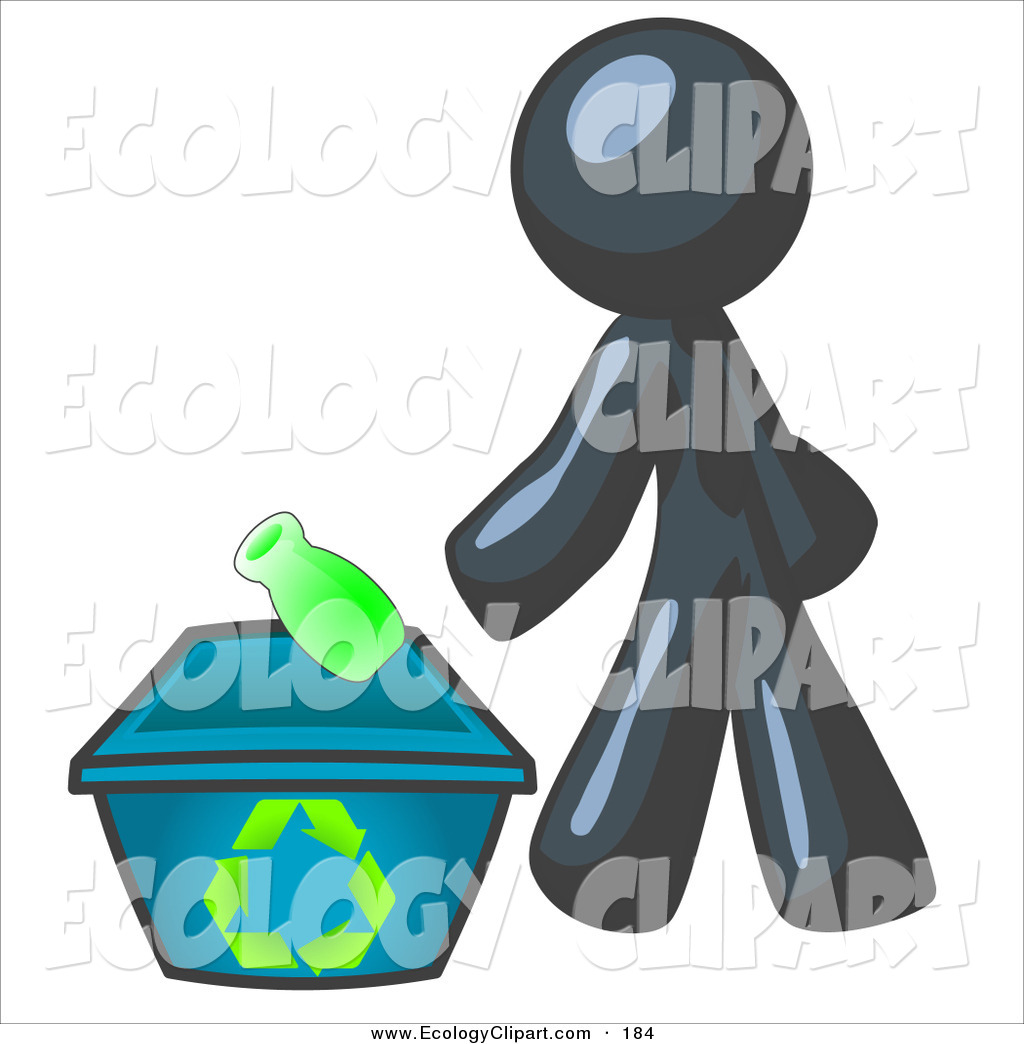 Larger Preview  Vector Clip Art Of A Navy Blue Man Dropping A Plastic