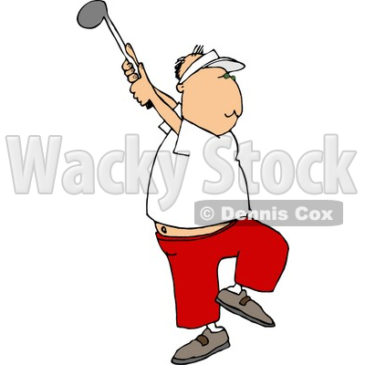 Middle Aged Man Golfing Clipart Picture   Dennis Cox  6266